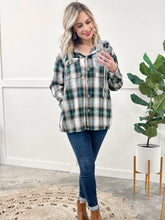 Load image into Gallery viewer, Plaid Hooded Top In Hunter Green &amp; Gold Neutrals