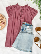 Load image into Gallery viewer, Ruffled Flutter Sleeve Top In Rose