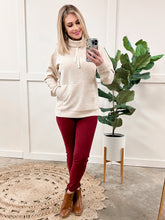 Load image into Gallery viewer, Textured Funnel Neck Pullover In Heathered Beige