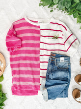 Load image into Gallery viewer, Colorblock Knit Striped Sweater In Pink Multi