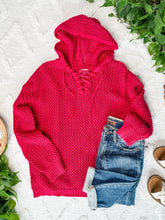 Load image into Gallery viewer, Oversized Crochet Hoodie In French Fuchsia