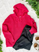 Load image into Gallery viewer, Oversized Crochet Hoodie In French Fuchsia