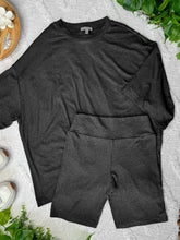 Load image into Gallery viewer, Oversized Top &amp; Bike Shorts Set In Charcoal