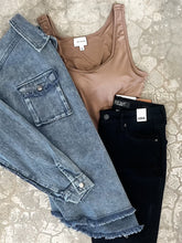 Load image into Gallery viewer, Mineral Wash Button Down Denim Jacket In Muted Navy