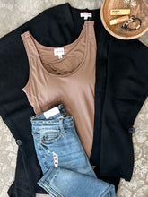 Load image into Gallery viewer, Sleeveless Bodysuit With Built-In Bra In Mocha