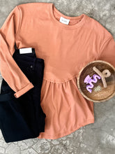Load image into Gallery viewer, Knit Babydoll Rounded Hem Detail Top In Soft Tuscan