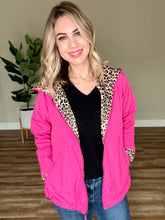 Load image into Gallery viewer, Lightweight Hooded Jacket With Animal Print Detail In Hot Pink