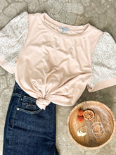 Load image into Gallery viewer, Sequin Sleeve Detailed Top In Nude