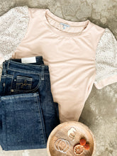 Load image into Gallery viewer, Sequin Sleeve Detailed Top In Nude