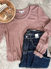 Load image into Gallery viewer, Long Sleeve Thermal Top With Button Sleeve Detail In Gingerbread