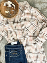 Load image into Gallery viewer, Plaid Button Up Tunic In Beige &amp; Pink