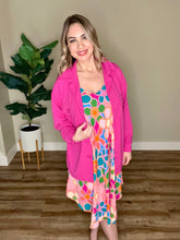 Load image into Gallery viewer, Button Down Stretchy Shacket In Malibu Pink