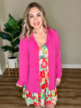 Load image into Gallery viewer, Button Down Stretchy Shacket In Malibu Pink