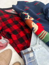Load image into Gallery viewer, Crew Neck Reindeer Sweater In Navy