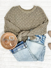 Load image into Gallery viewer, Chenille Cable Knit Sweater In Olive