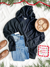 Load image into Gallery viewer, Dolman Hooded Top With Kangaroo Pocket In Black