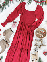 Load image into Gallery viewer, Tiered Maxi Dress With Smocking Detail In Holly
