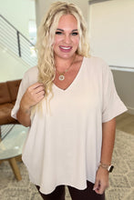 Load image into Gallery viewer, Crinkle Woven V-Neck Dolman Sleeve Top in Sand Beige