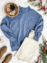 Load image into Gallery viewer, Mock Neck Top With Pocket In Slate Blue