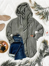 Load image into Gallery viewer, Ribbed Hooded Cardigan In Spruce