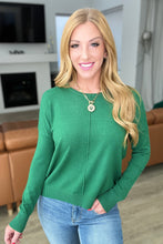 Load image into Gallery viewer, Front Seam Round Neck Sweater in Heather Dark Green