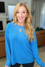 Load image into Gallery viewer, Ribbed Brushed Hacci Sweater in Ocean Blue
