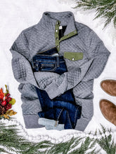 Load image into Gallery viewer, Quilted Pullover In Dark Grey &amp; Olive