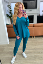 Load image into Gallery viewer, Buttery Soft V-Neck Long Sleeve Loungewear Set in Teal
