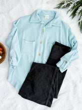 Load image into Gallery viewer, Ribbed Knit Button Front Top In Minty Blue