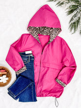 Load image into Gallery viewer, Lightweight Hooded Jacket With Animal Print Detail In Hot Pink