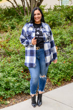 Load image into Gallery viewer, Jayne Brushed Plaid Button Down Shacket In Navy