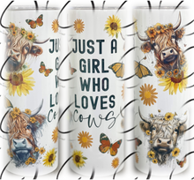 Load image into Gallery viewer, Just A Girl Who Loves Cows 20oz Skinny Tumbler