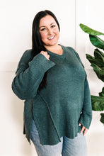 Load image into Gallery viewer, V Neck Knit Sweater In Dusty Teal