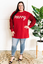 Load image into Gallery viewer, Merry Sequin Detailed Pullover In Holiday Red