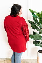 Load image into Gallery viewer, Merry Sequin Detailed Pullover In Holiday Red