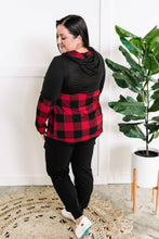 Load image into Gallery viewer, Color Block Hoodie In Red &amp; Black Plaid