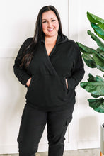 Load image into Gallery viewer, Dolman Hooded Top With Kangaroo Pocket In Black