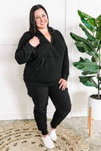 Load image into Gallery viewer, Dolman Hooded Top With Kangaroo Pocket In Black