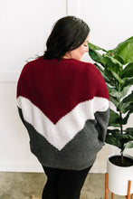 Load image into Gallery viewer, Cozy Knit Sweater In Burgundy White &amp; Grey Chevron