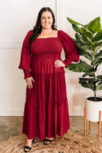 Load image into Gallery viewer, Tiered Maxi Dress With Smocking Detail In Holly