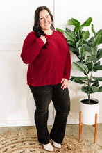 Load image into Gallery viewer, V Neck Knit Sweater With Side Button Detail In Red