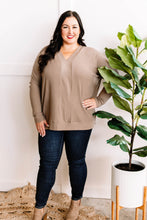 Load image into Gallery viewer, Long Sleeve V Neck Tunic Top In Beige