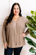 Load image into Gallery viewer, Long Sleeve V Neck Tunic Top In Beige
