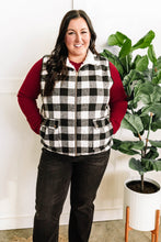 Load image into Gallery viewer, Buffalo Plaid Fleece Vest In Black &amp; White