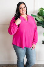 Load image into Gallery viewer, Gabby Front Long Sleeve Top In Hot Pink
