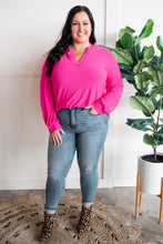Load image into Gallery viewer, Gabby Front Long Sleeve Top In Hot Pink