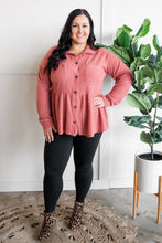 Load image into Gallery viewer, Waffle Knit Button Front Babydoll Top In Rose