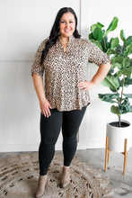 Load image into Gallery viewer, Gabby Front Top With Button Sleeve Detail In Leopard