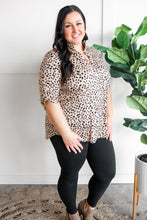 Load image into Gallery viewer, Gabby Front Top With Button Sleeve Detail In Leopard