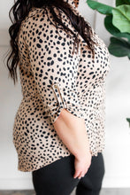 Load image into Gallery viewer, Gabby Front Top With Button Sleeve Detail In Leopard